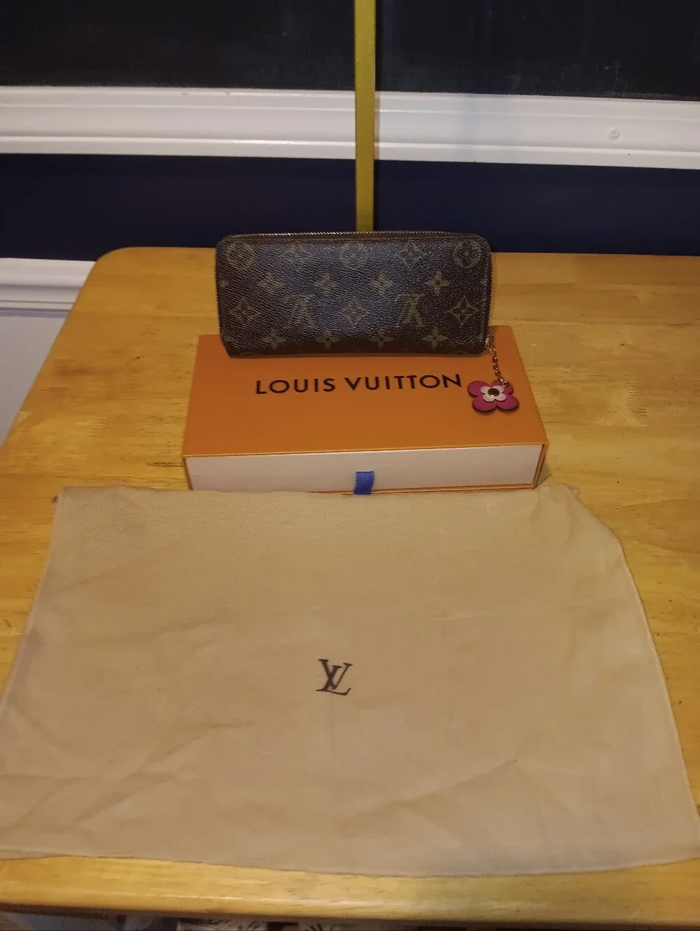 Louis Vuitton Monogram Flower Clemence Zip Wallet With Box & Dustbag